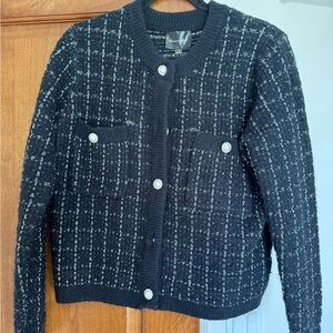 Line and Dot Black and White Cardigan